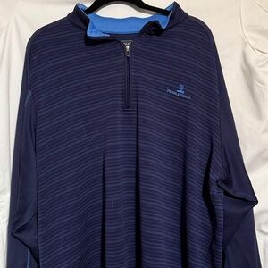 Pebble Beach XL Striped Dark Blue Quarter Zip Pullover